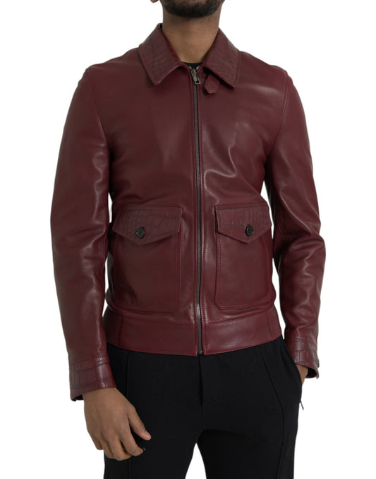 Kurtka motocyklowa Maroon Exotic Leather Zip