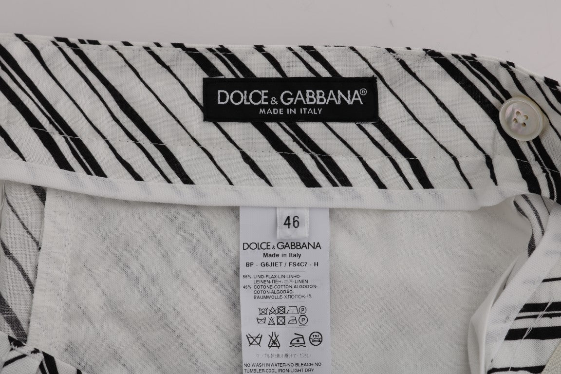 Dolce &amp; Gabbana Eleganckie szorty w paski z bawełny i lnu