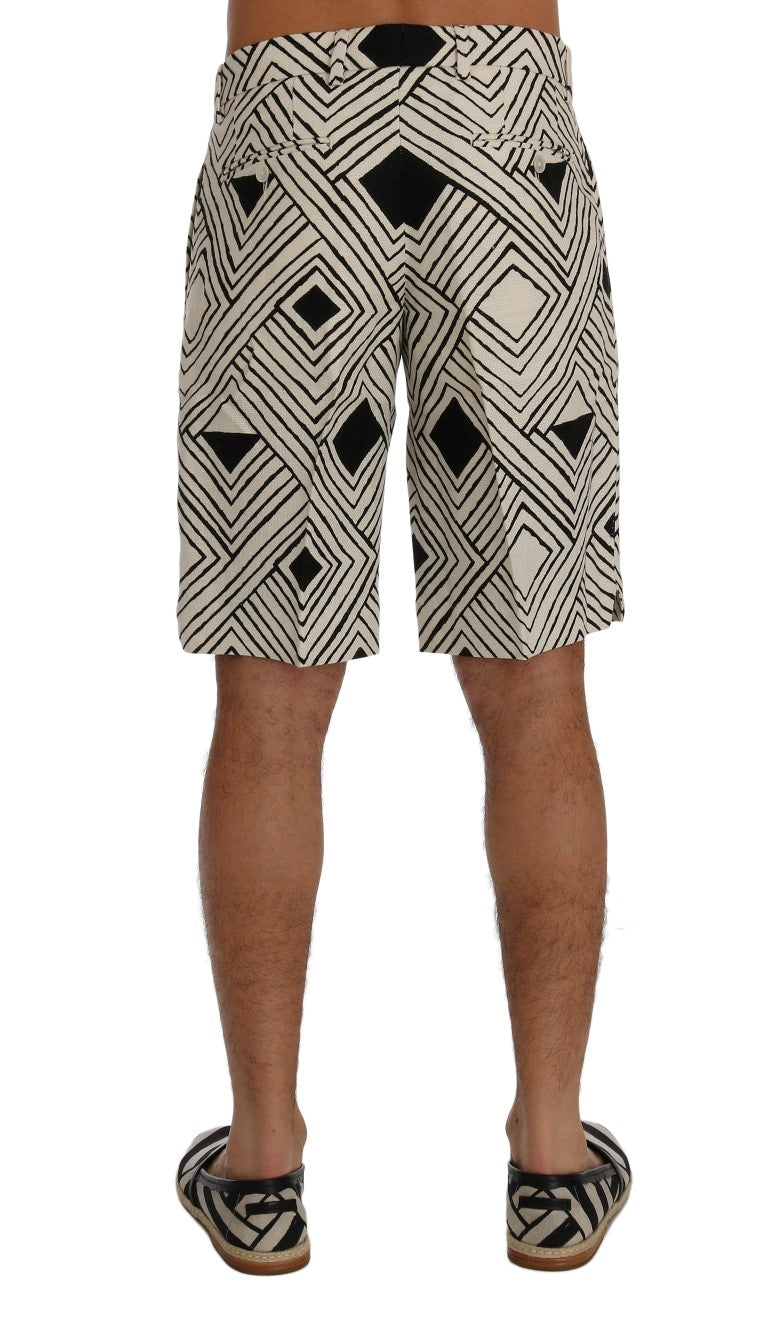 Dolce &amp; Gabbana Chic Striped Casual Shorts - Mieszanka konopi i lnu