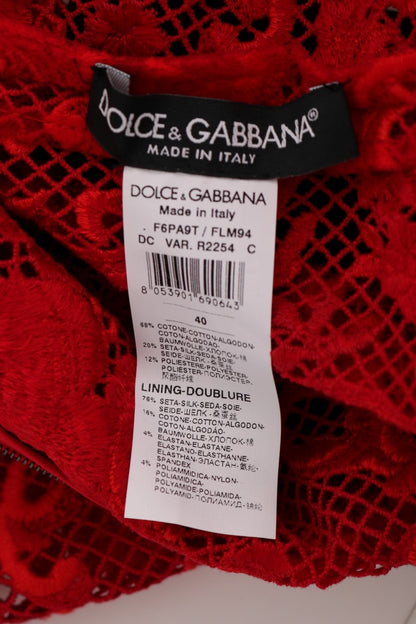 Dolce &amp; Gabbana Elegancka Czerwona Sukienka Ołówkowa Z Jedwabnym Paskiem Kokardką