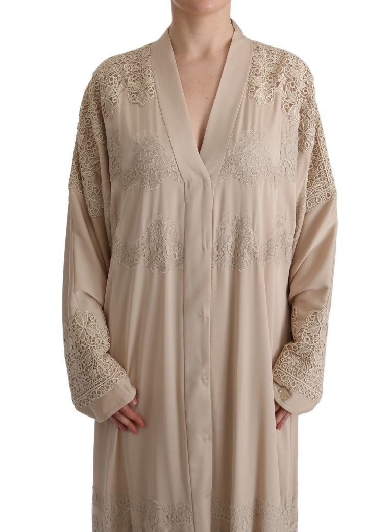 Dolce &amp; Gabbana Elegancka Beżowa Sukienka Kaftan Cape