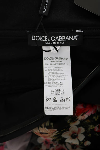 Dolce &amp; Gabbana Elegancka sukienka typu shift z kwiatowym wzorem w wielokolorowej mieszance jedwabiu