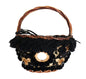 Dolce &amp; Gabbana Chic Beige &amp; Black Straw Snakeskin Bucket Bag