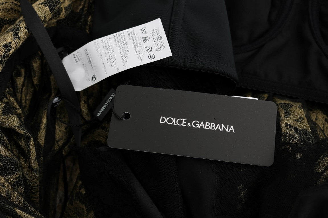 Dolce &amp; Gabbana Sunflower Lace Crystal Maxi Sukienka Ołówkowa