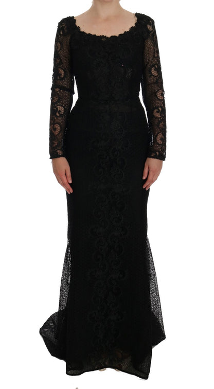 Dolce &amp; Gabbana Elegancka, długa, czarna sukienka maxi