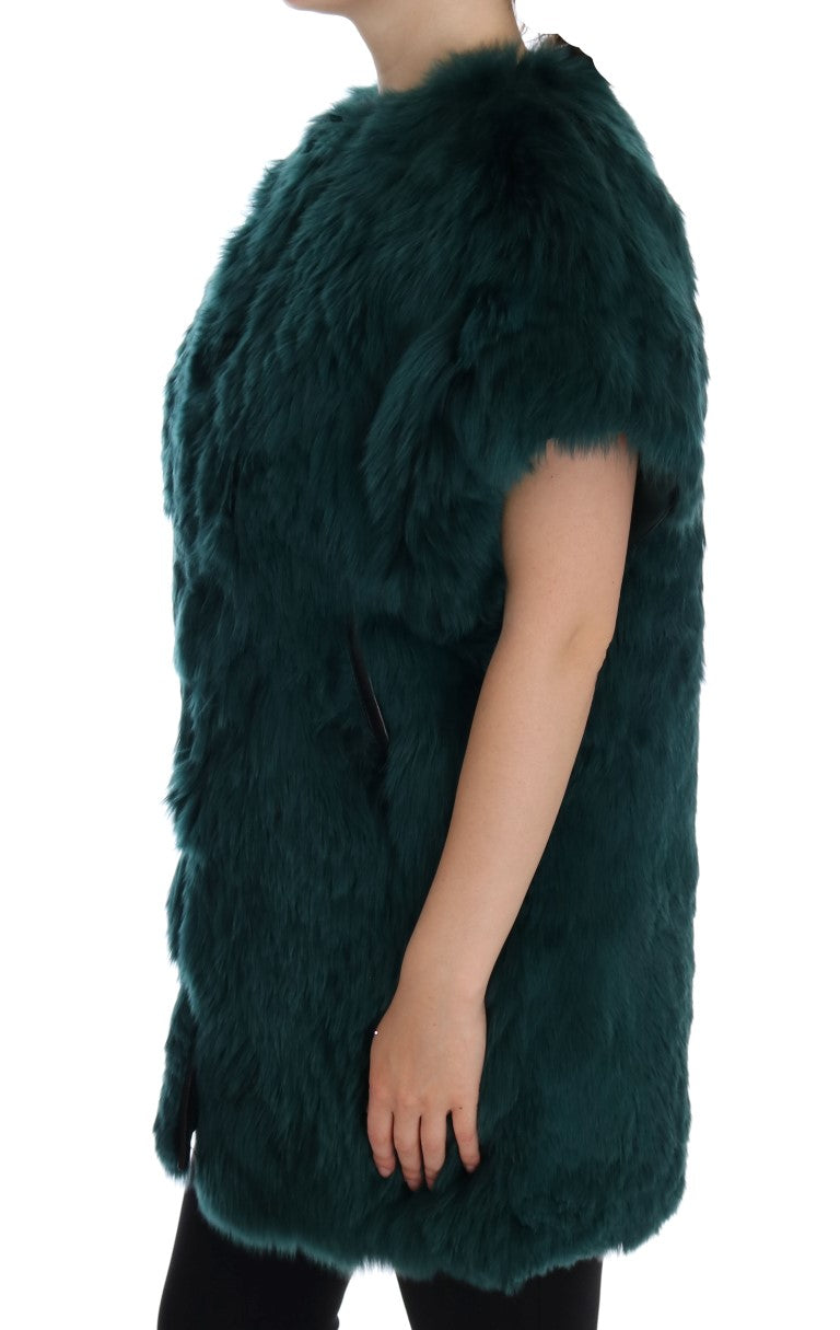 Dolce & Gabbana Exquisite Green Alpaca Fur Long Vest