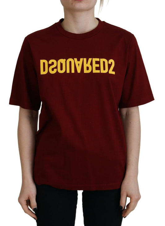 T-shirt z krótkim rękawem i okrągłym dekoltem z logo marki Maroon