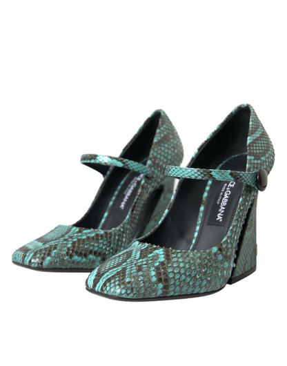 Aqua Python Skórzane Buty Mary Jane Pompy