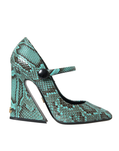 Aqua Python Skórzane Buty Mary Jane Pompy