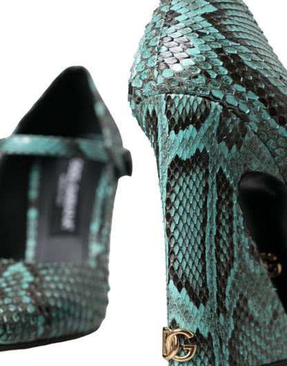 Aqua Python Skórzane Buty Mary Jane Pompy