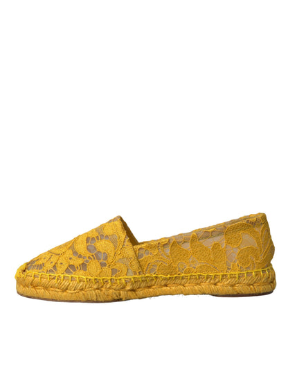 Dolce & Gabbana Yellow Taormina Lace Espadrille Loafers Flats Shoes