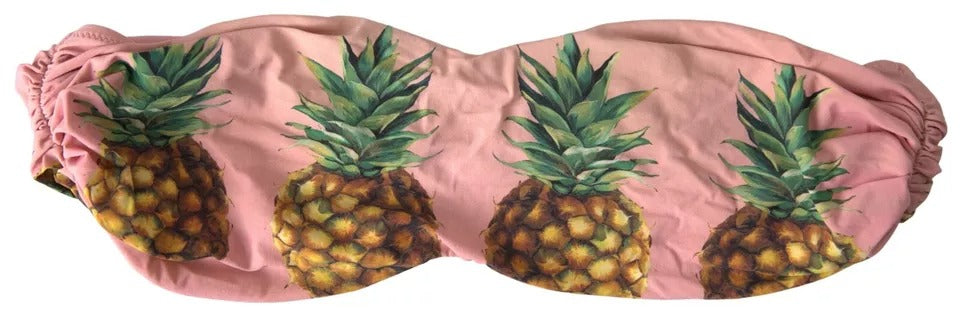 Różowy, nadrukowany kostium kąpielowy typu bikini Top