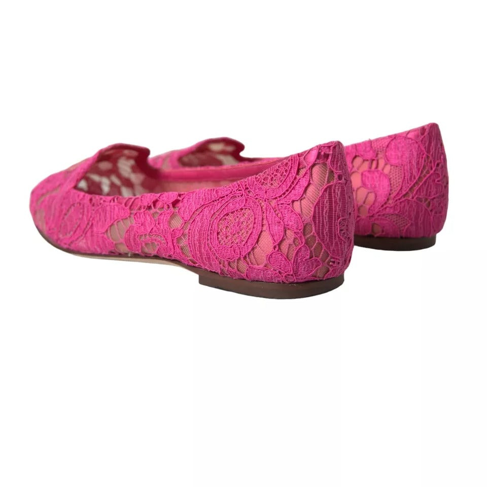 Różowe Taormina Lace Slip On Flats Buty