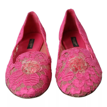 Różowe Taormina Lace Slip On Flats Buty