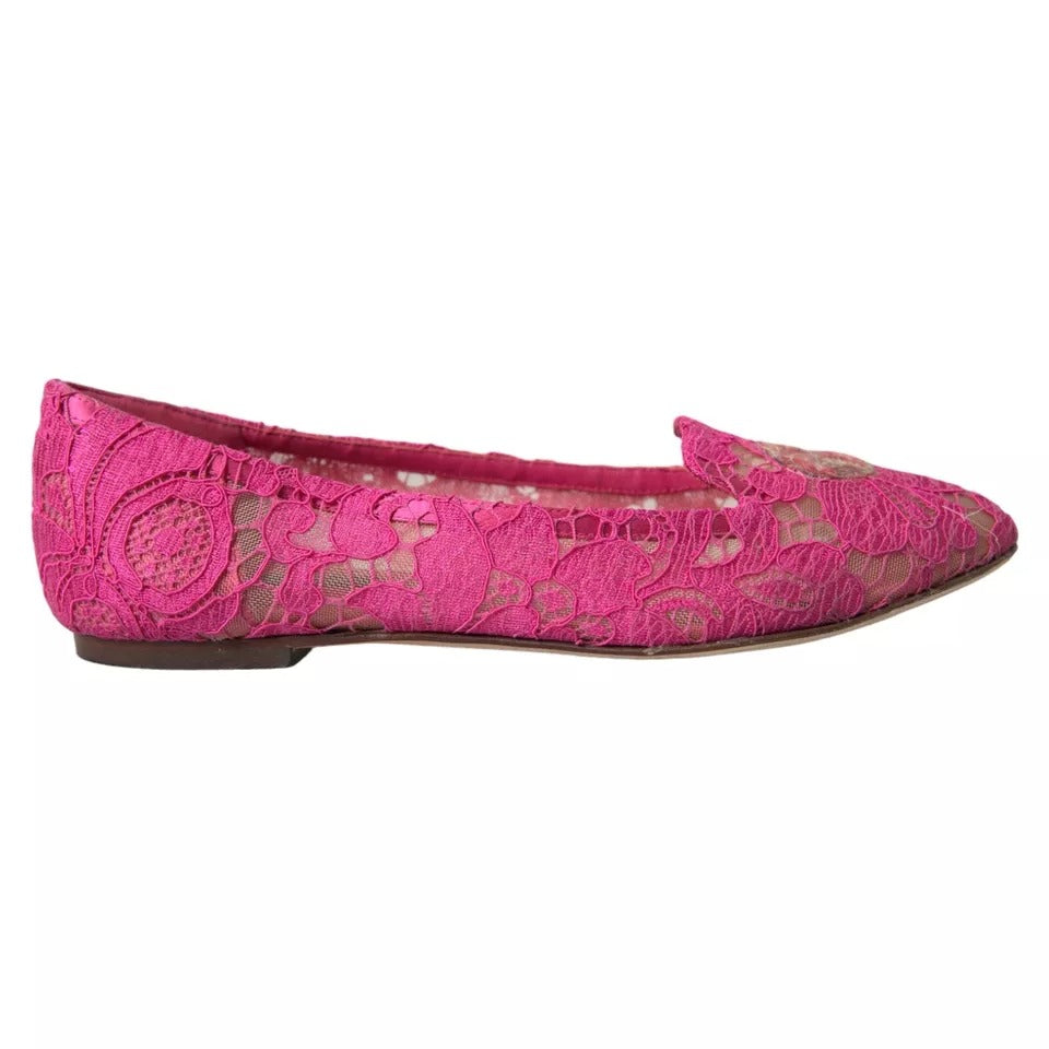 Różowe Taormina Lace Slip On Flats Buty