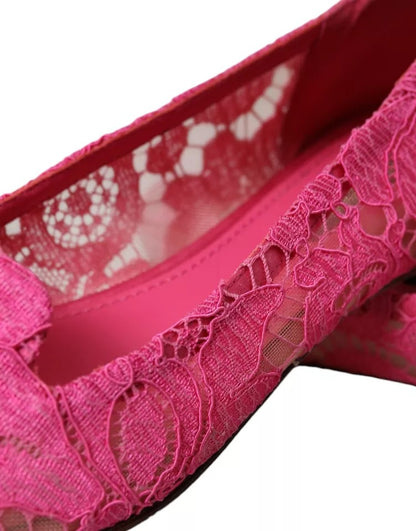 Różowe Taormina Lace Slip On Flats Buty