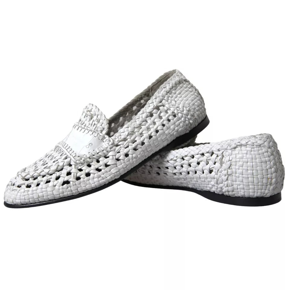 Białe skórzane buty męskie typu slip-on