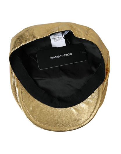 Dolce & Gabbana Metallic Gold Polyester Newsboy Hat Men