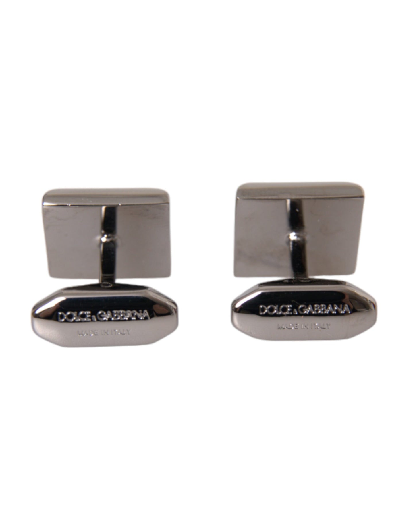 Dolce & Gabbana Silver Plated Brass Pin Crystal Cufflinks