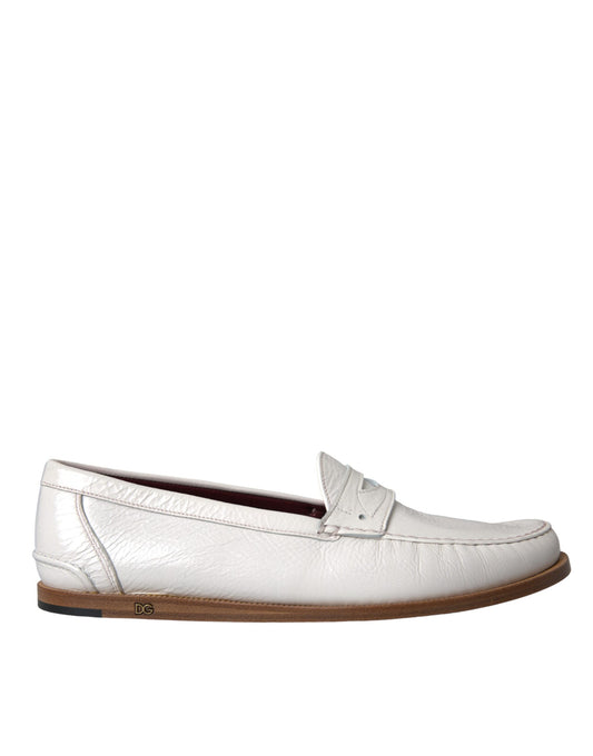 Białe skórzane buty typu slip on mokasyny loafersy