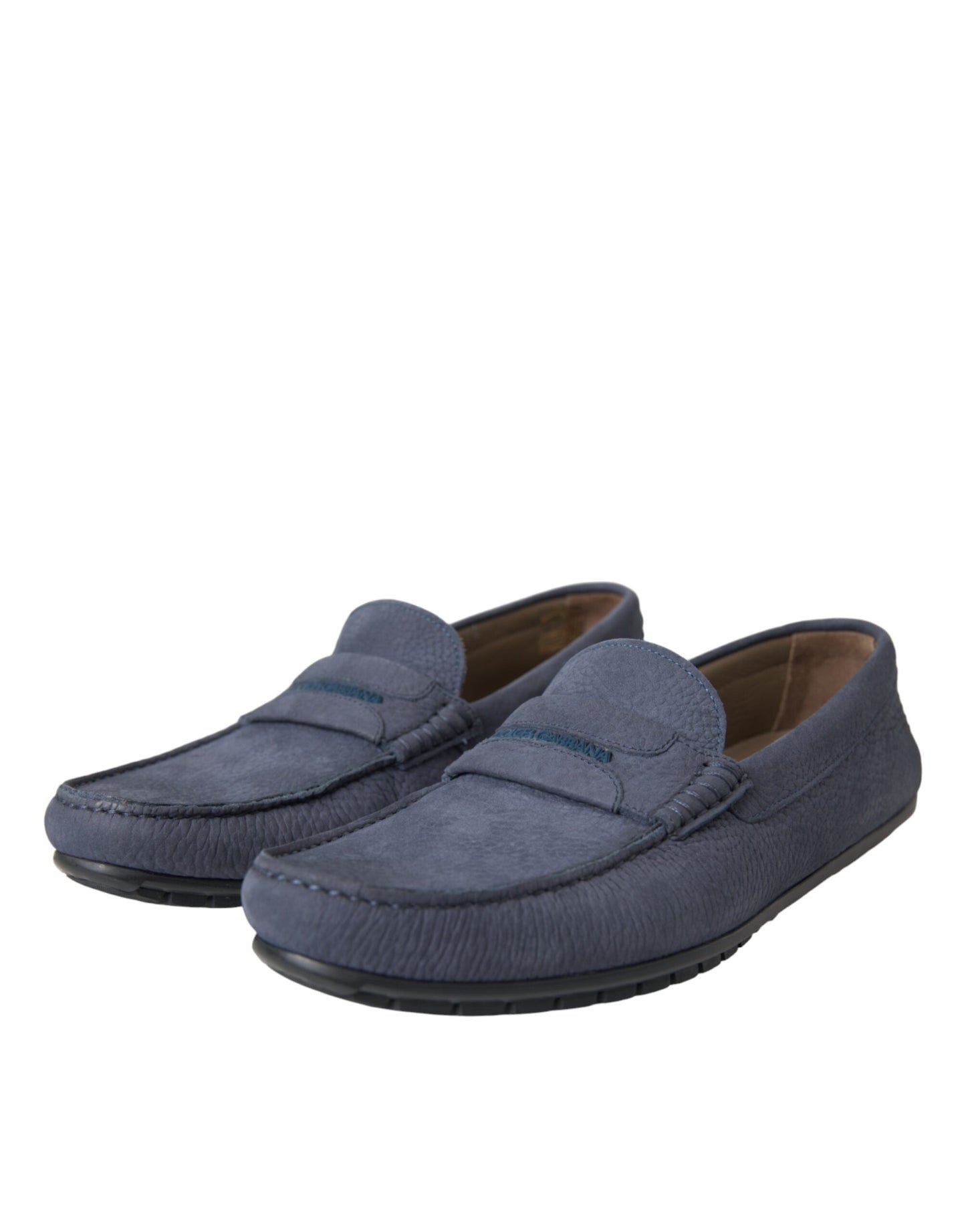 Niebieskie skórzane mokasyny typu slip-on