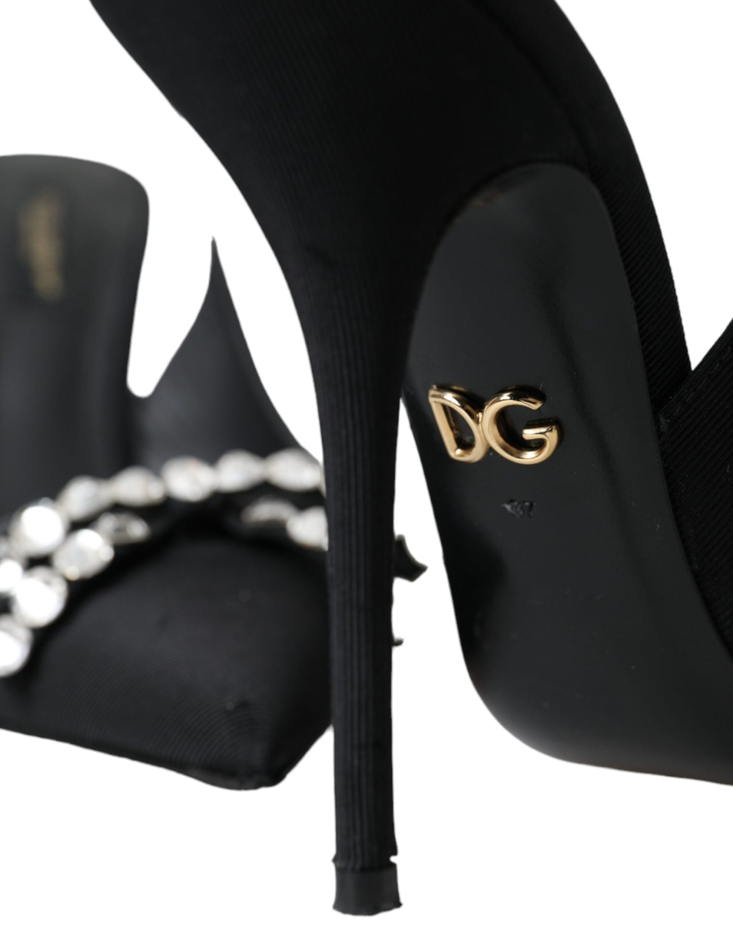 Dolce & Gabbana Black Crystal Embellished Slingback Shoes