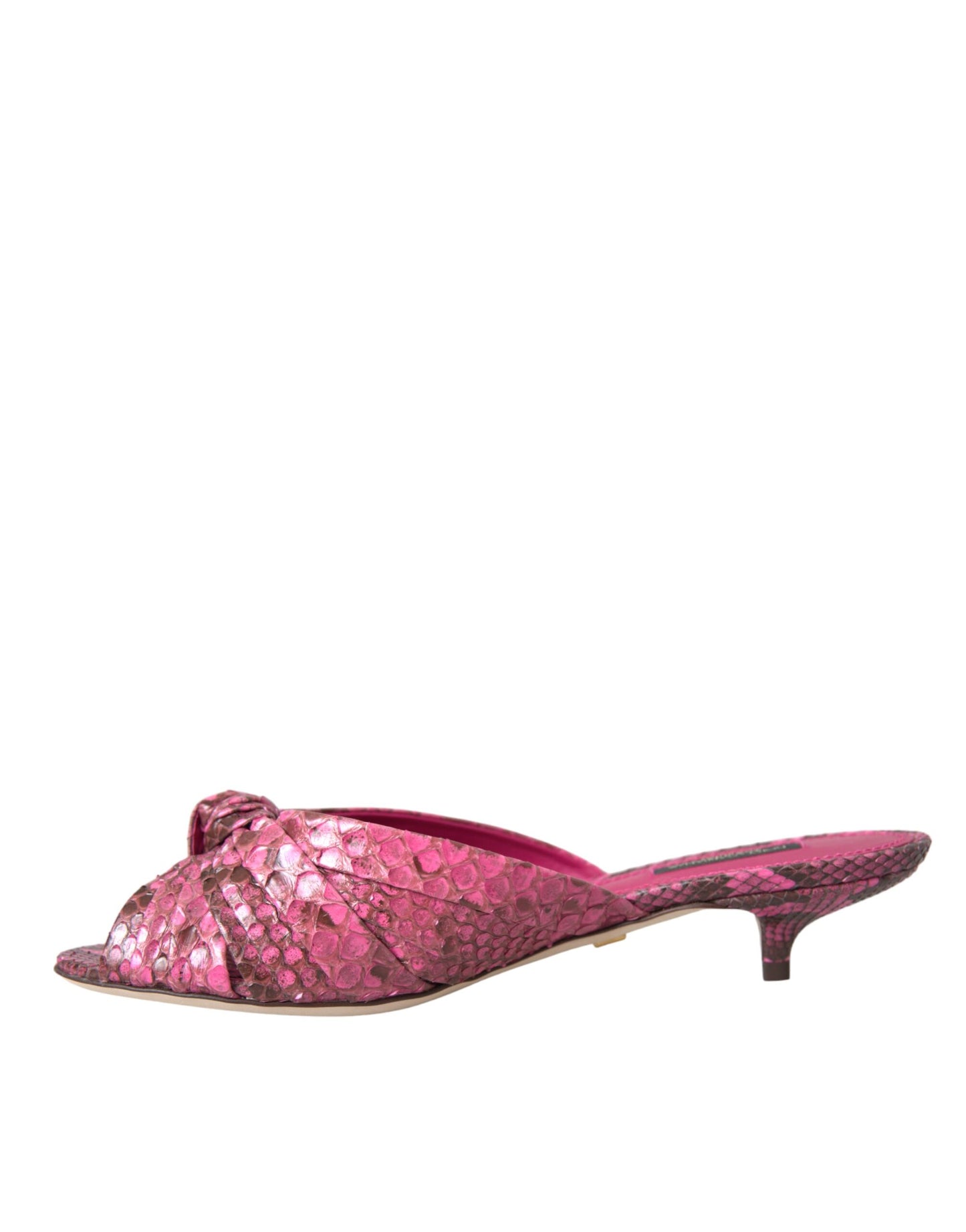 Dolce & Gabbana Pink Exotic Leather Kitten Heels Slides Shoes