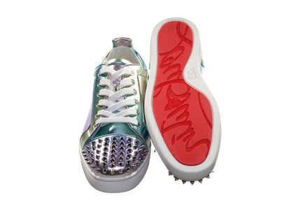 Christian Louboutin Fun Louis Junior Spikes Flat Ombre Laminated Leather Sneakers