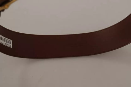 Dolce & Gabbana Brown Wide Waist Leather Gold Oval Metal Buckle Belt