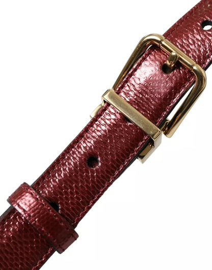 Maroon Leather Gold Metal Sprzączka Męski Pasek