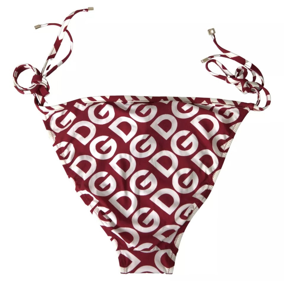 Bordowy DG Mania Print Bottom Beachwear Bikini