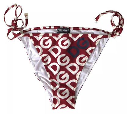 Bordowy DG Mania Print Bottom Beachwear Bikini