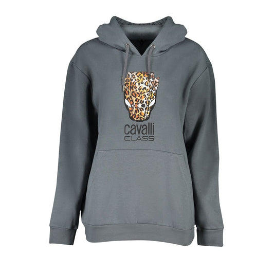 Cavalli Class Elegant Hooded Fleece Sweatshirt in Gray