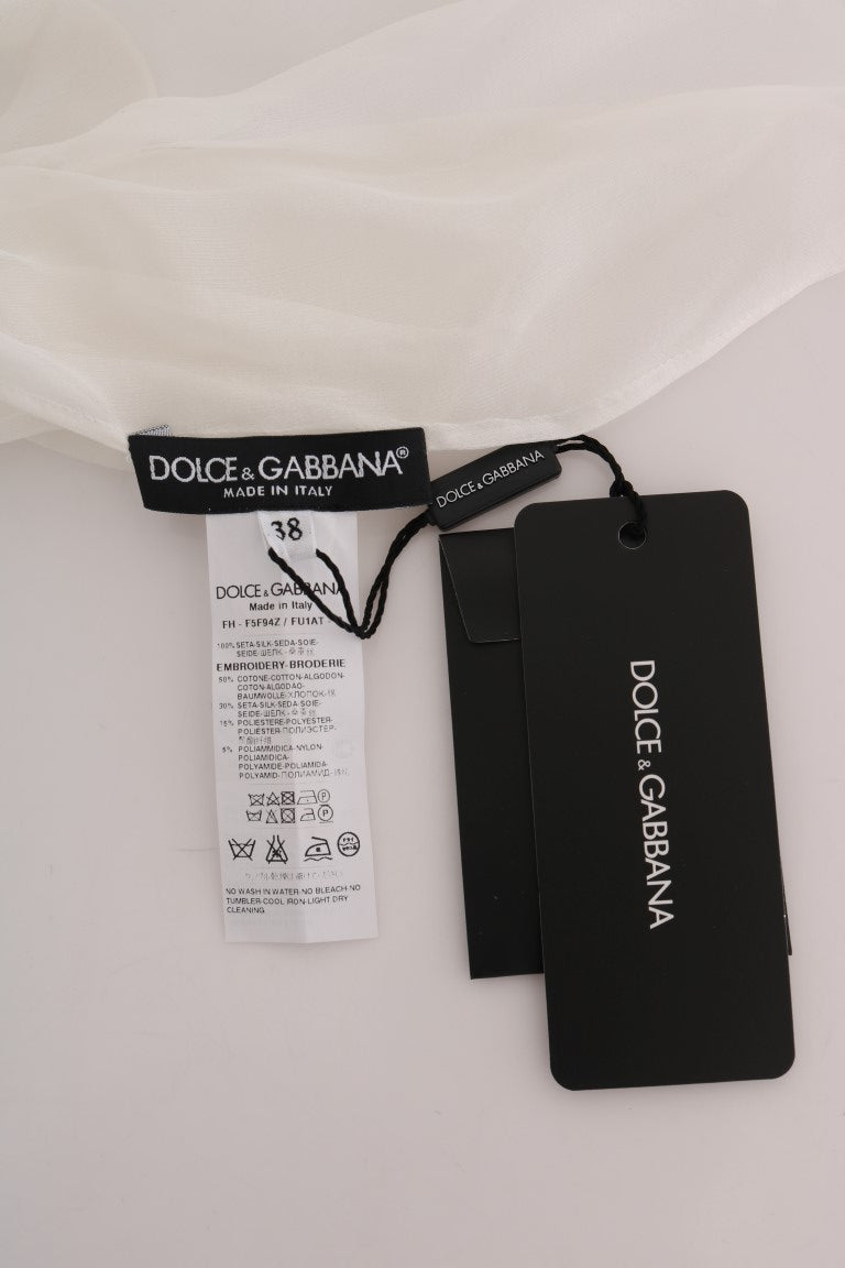 Dolce &amp; Gabbana Elegancka biała jedwabna bluzka Daisy