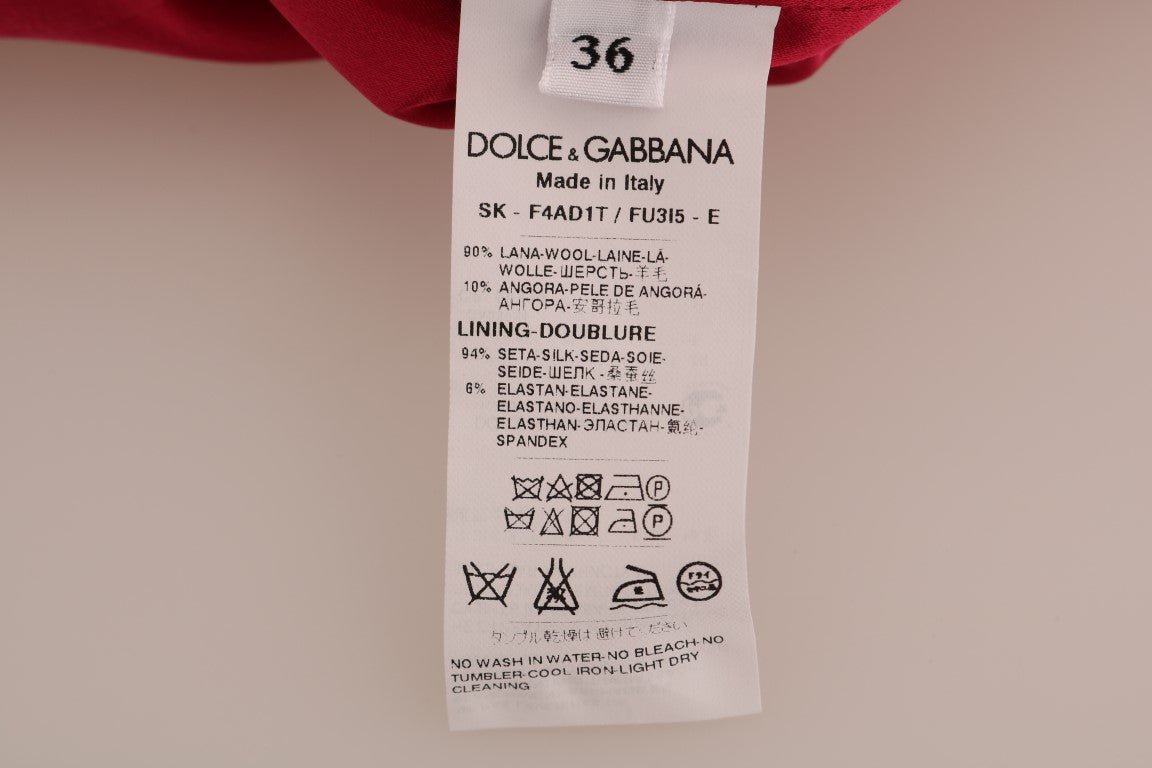 Dolce &amp; Gabbana Elegancka różowa wełniana spódnica w kształcie litery A do kolan