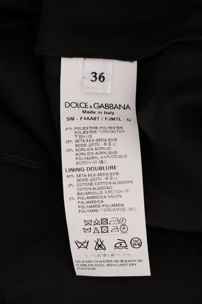 Dolce &amp; Gabbana Elegancka Czarna Spódnica Żakardowa z Kwiatami w Kształcie Litery A