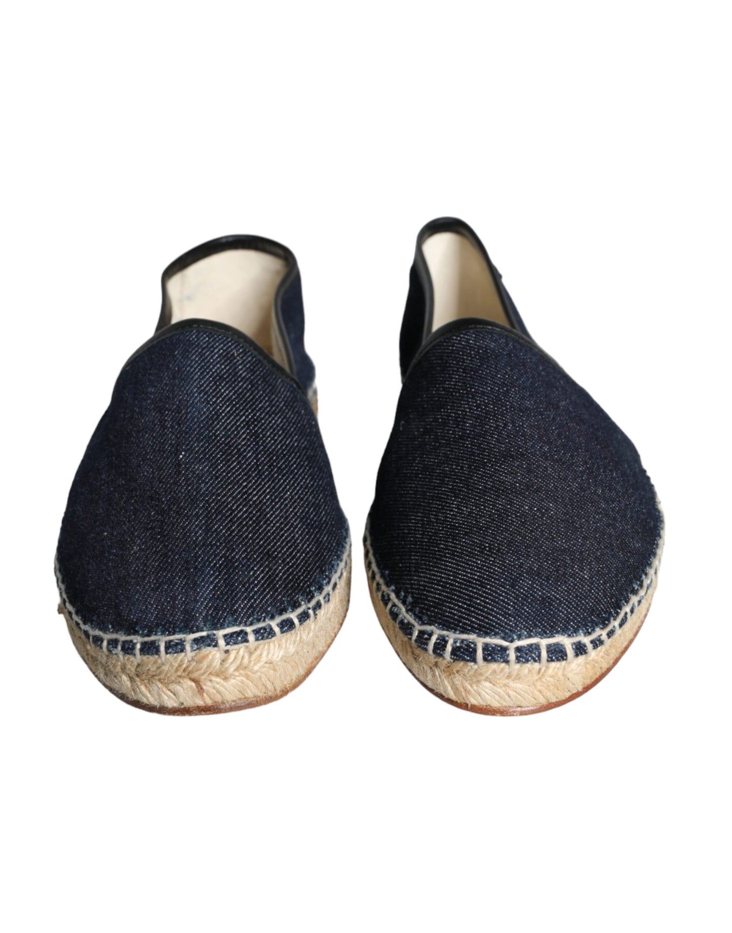 Niebieskie Jeansowe Bawełniane Skórzane Buty Espadryle