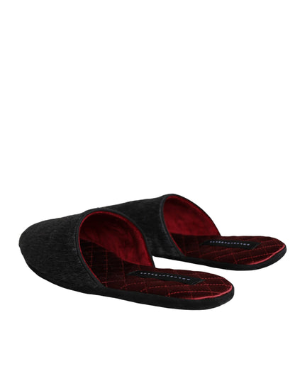 Czarne sztuczne futro Klapki Slip On Shoes