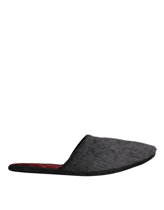 Czarne sztuczne futro Klapki Slip On Shoes