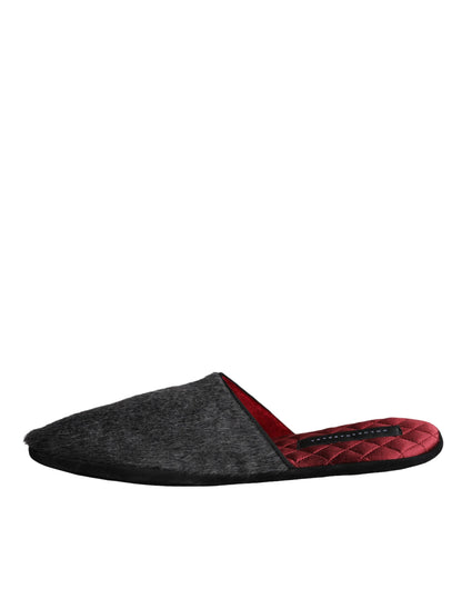 Czarne sztuczne futro Klapki Slip On Shoes