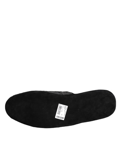 Czarne sztuczne futro Klapki Slip On Shoes