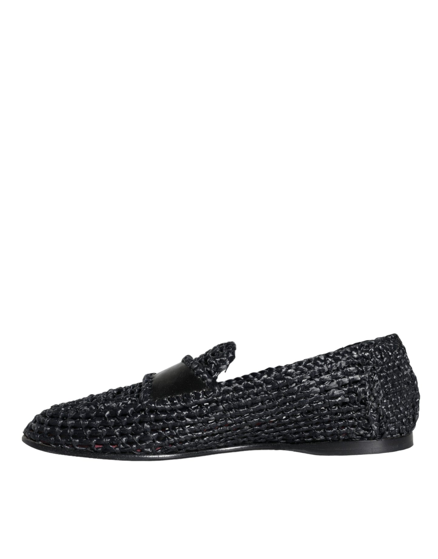 Czarne tkane rafia slip on loafersy męskie buty