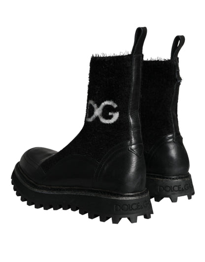 Czarne buty DG Logo Horse Sock Ankle Boots