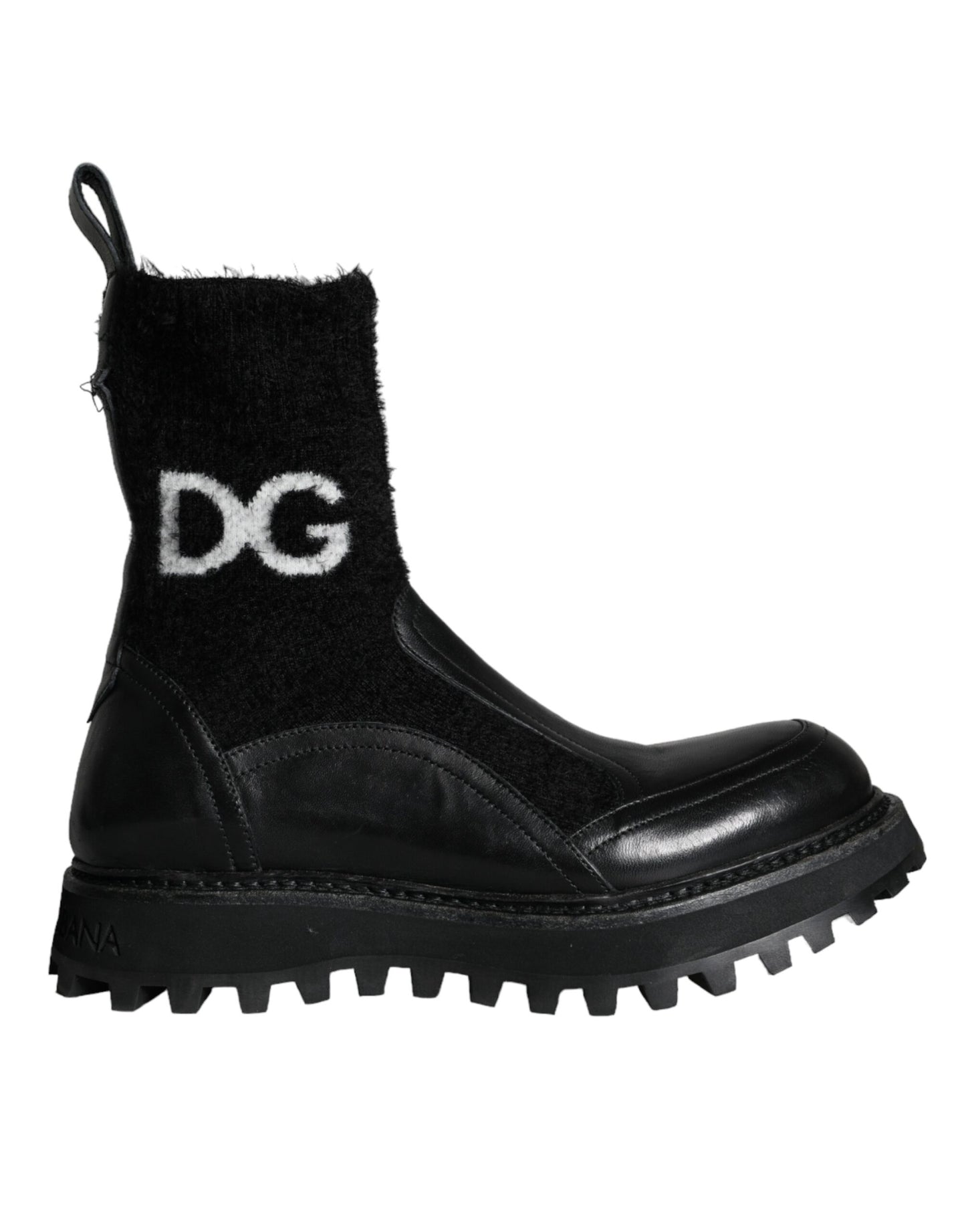 Czarne buty DG Logo Horse Sock Ankle Boots