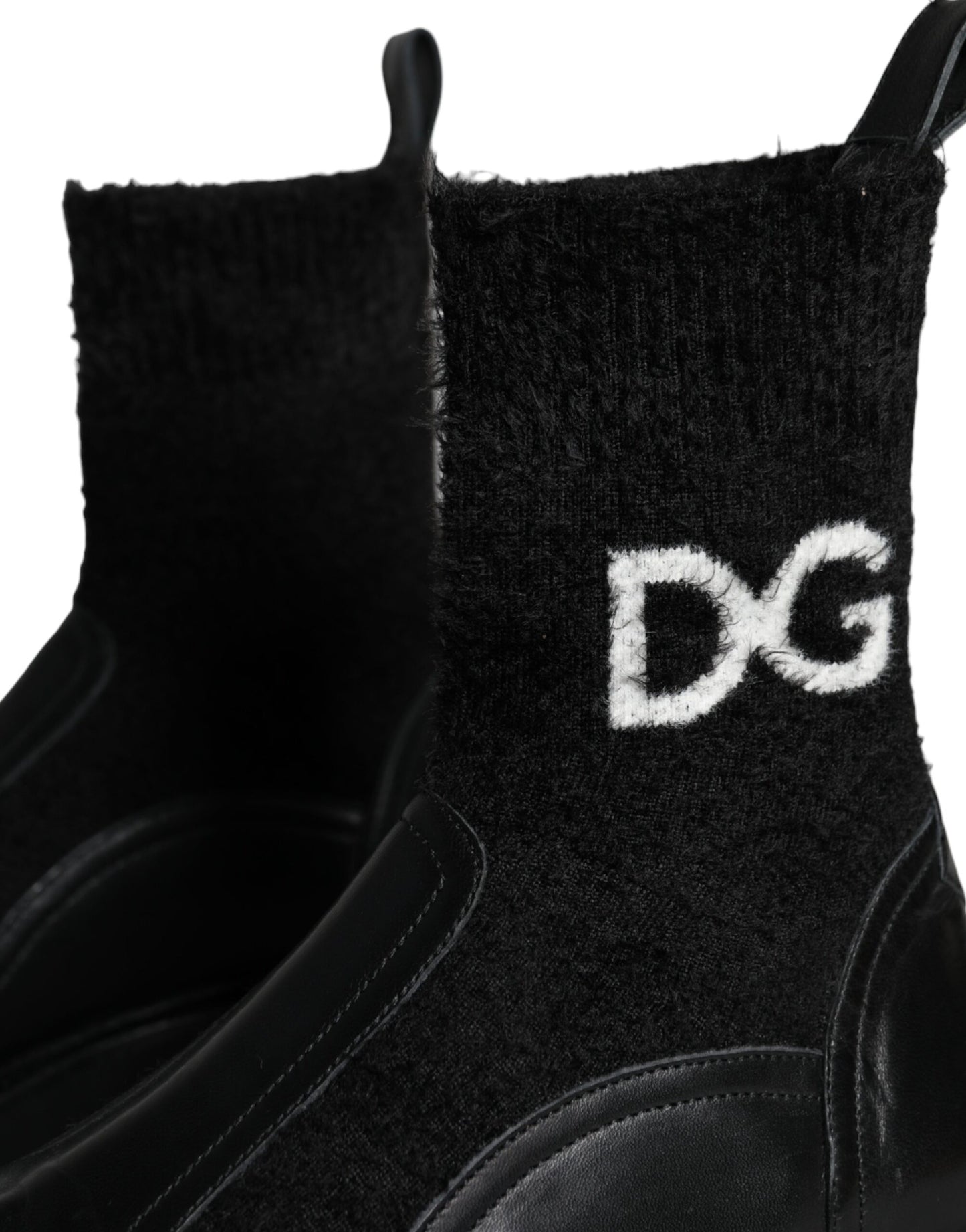 Czarne buty DG Logo Horse Sock Ankle Boots