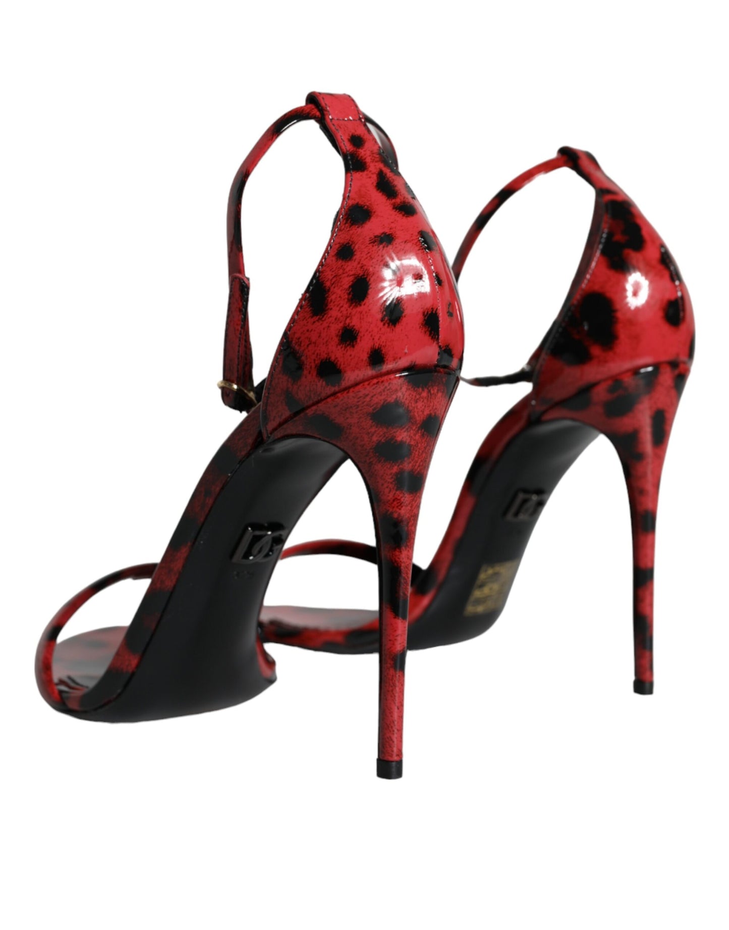 Dolce & Gabbana Red Leopard Leather Ankle Strap Keira Sandals Shoes