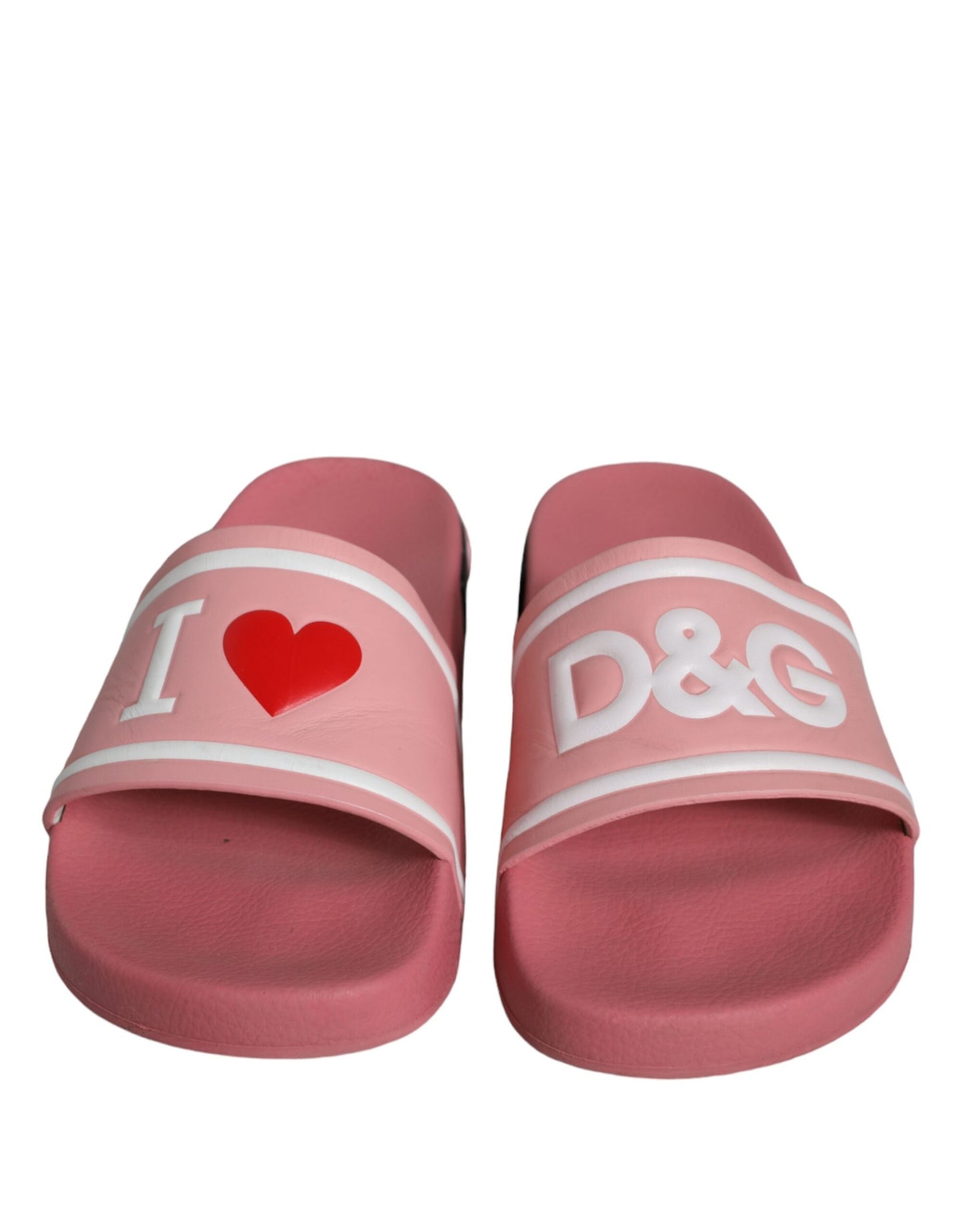 Różowe skórzane sandały I Love D&amp;G wsuwane buty