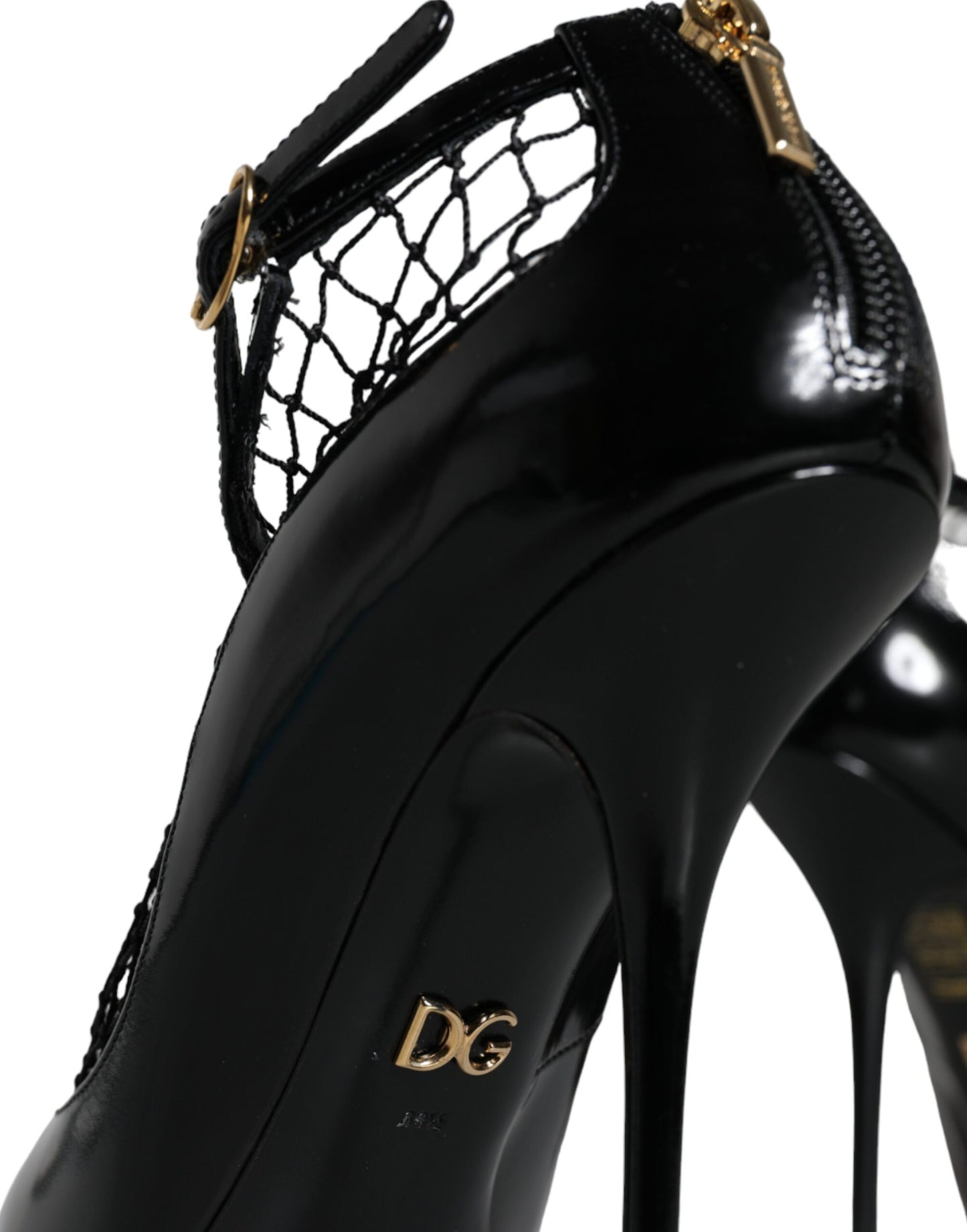 Dolce & Gabbana Black Mesh Patent Leather Heels Pumps Shoes