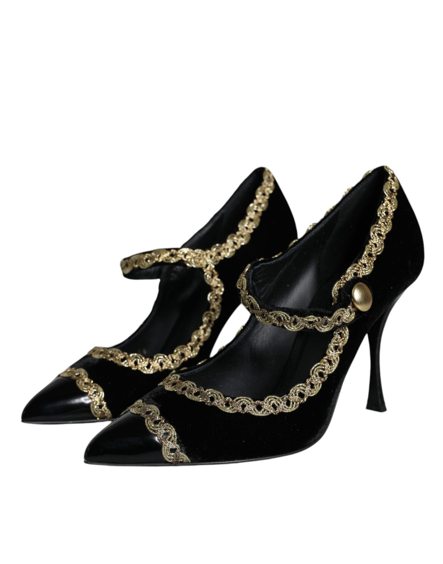 Czarne buty Mary Janes Velvet Gold