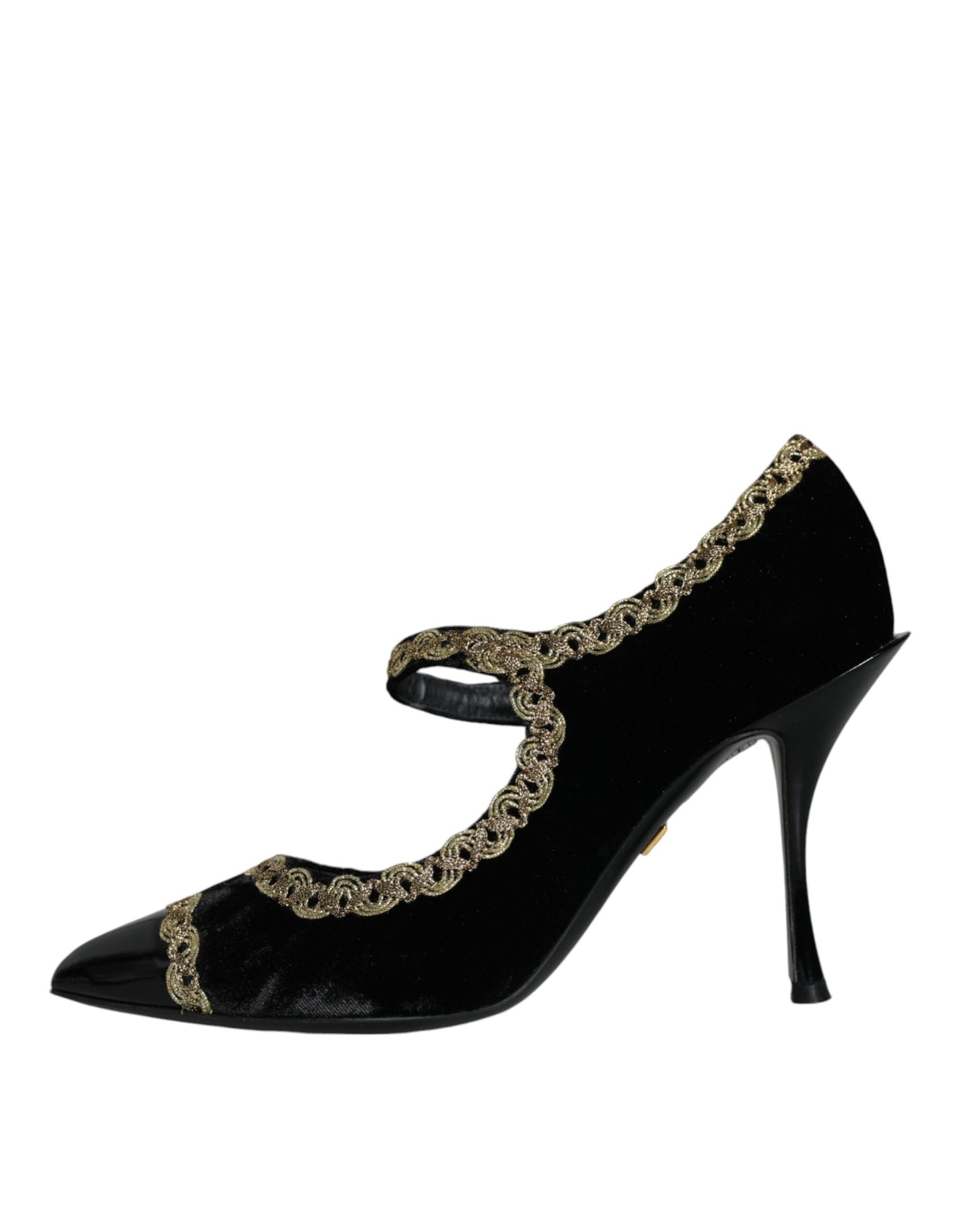 Czarne buty Mary Janes Velvet Gold